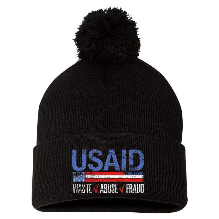 Funny Usaid Waste Abuse Fraud Since 1961 D.O.G.E 2025 Pom Pom 12in Knit Beanie