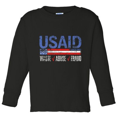 Funny Usaid Waste Abuse Fraud Since 1961 D.O.G.E 2025 Toddler Long Sleeve Shirt