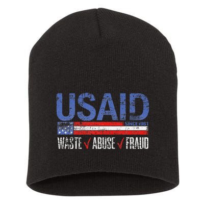 Funny Usaid Waste Abuse Fraud Since 1961 D.O.G.E 2025 Short Acrylic Beanie