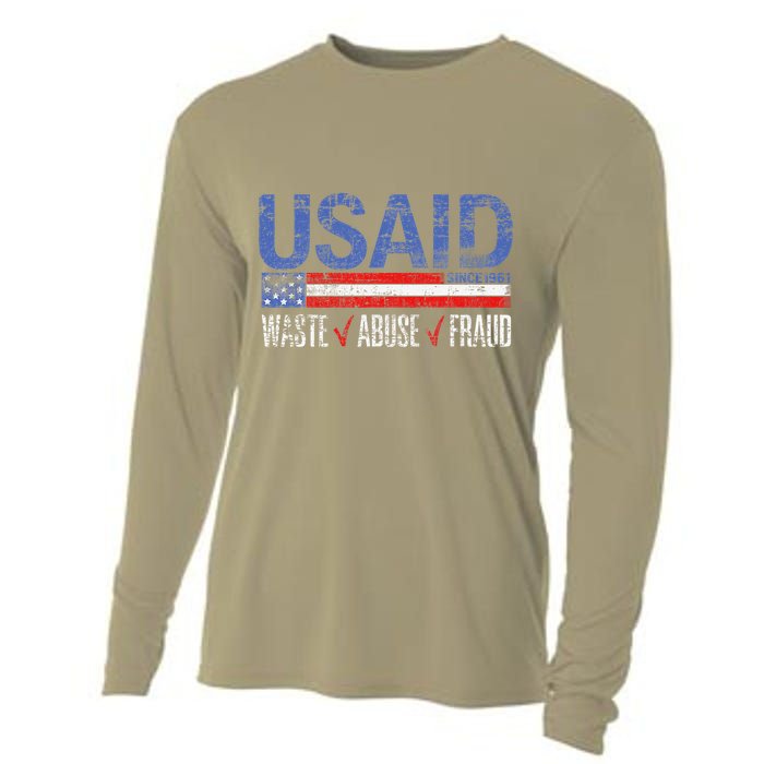 Funny Usaid Waste Abuse Fraud Since 1961 D.O.G.E 2025 Cooling Performance Long Sleeve Crew