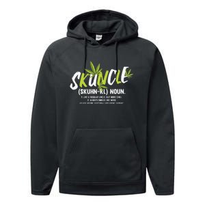 Funny Uncle Weed Smoker Skuncle Marijuana Uncle Performance Fleece Hoodie