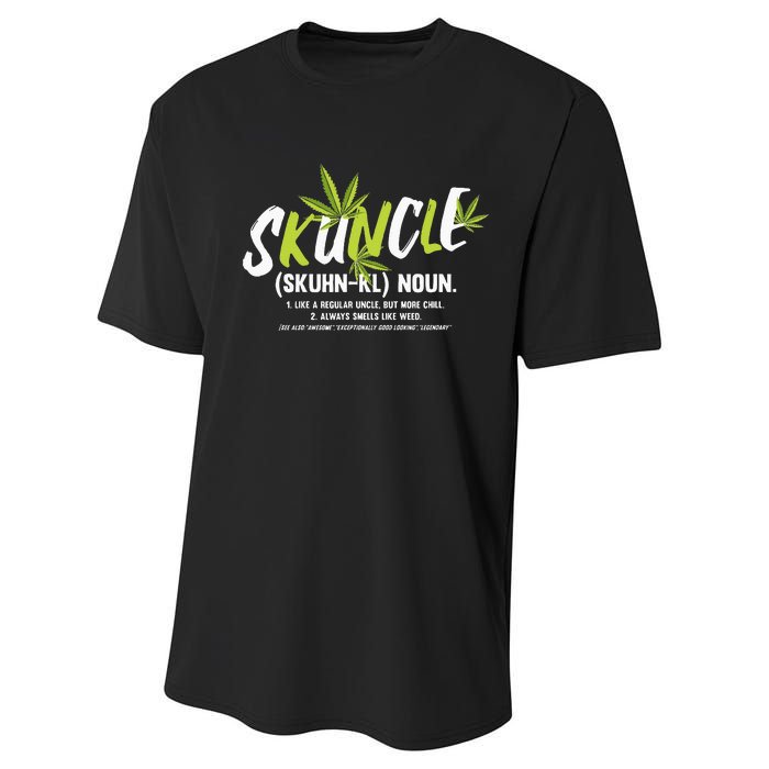 Funny Uncle Weed Smoker Skuncle Marijuana Uncle Performance Sprint T-Shirt