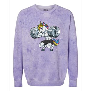 Funny Unicorn Weightlifting Deadlift Fitness Gym Squat Gift Colorblast Crewneck Sweatshirt