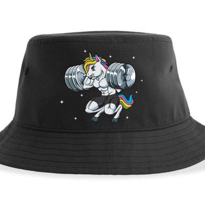 Funny Unicorn Weightlifting Deadlift Fitness Gym Squat Gift Sustainable Bucket Hat