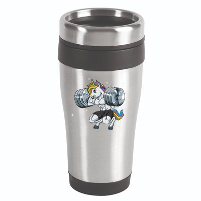 Funny Unicorn Weightlifting Deadlift Fitness Gym Squat Gift 16oz Travel Tumbler