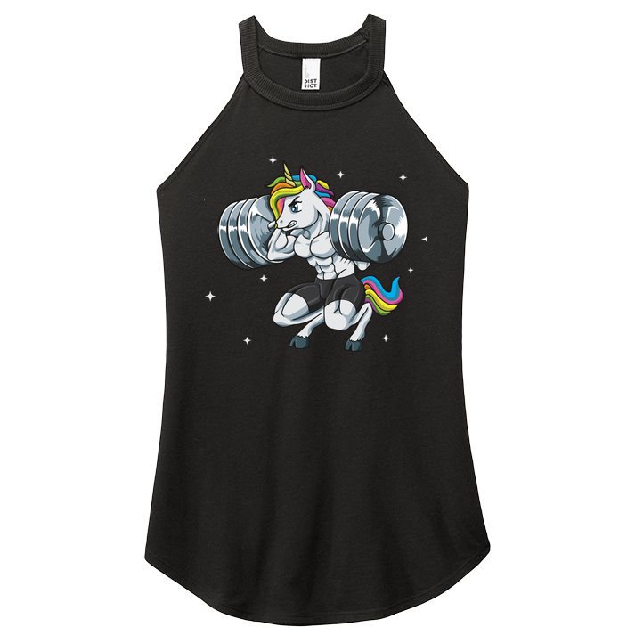 Funny Unicorn Weightlifting Deadlift Fitness Gym Squat Gift Women's Perfect Tri Rocker Tank