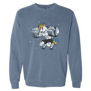 Funny Unicorn Weightlifting Deadlift Fitness Gym Squat Gift Garment-Dyed Sweatshirt