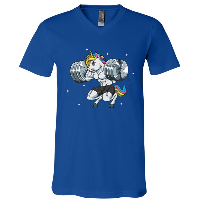 Funny Unicorn Weightlifting Deadlift Fitness Gym Squat Gift V-Neck T-Shirt