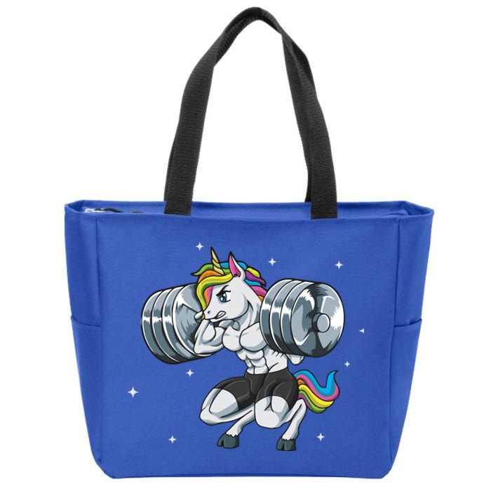 Funny Unicorn Weightlifting Deadlift Fitness Gym Squat Gift Zip Tote Bag