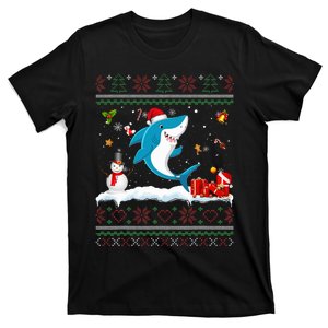 Funny Ugly Xmas Sweater Animals Lights Christmas Shark T-Shirt