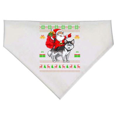 Funny Ugly Xmas Santa Riding Siberian Husky Dog Christmas Gift USA-Made Doggie Bandana