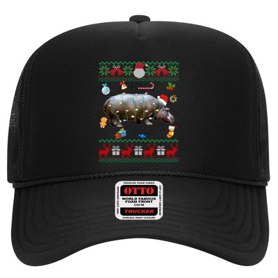 Funny Ugly Xmas Sweater Animals Lights Christmas Hippo Meaningful Gift Trucker Hat