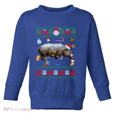 Funny Ugly Xmas Sweater Animals Lights Christmas Hippo Meaningful Gift Toddler Sweatshirt