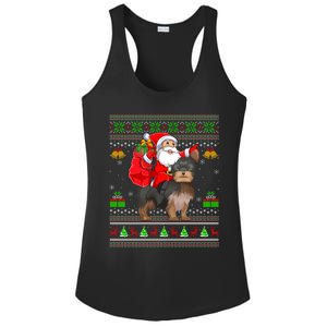 Funny Ugly Xmas Santa Riding Yorkshire Terrier Dog Christmas Gift Ladies PosiCharge Competitor Racerback Tank