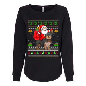 Funny Ugly Xmas Santa Riding Yorkshire Terrier Dog Christmas Gift Womens California Wash Sweatshirt