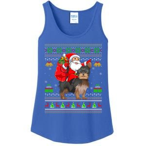 Funny Ugly Xmas Santa Riding Yorkshire Terrier Dog Christmas Gift Ladies Essential Tank