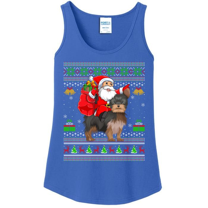 Funny Ugly Xmas Santa Riding Yorkshire Terrier Dog Christmas Gift Ladies Essential Tank