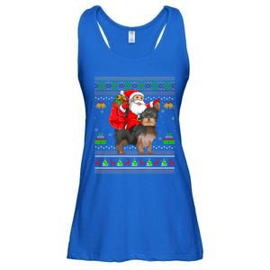 Funny Ugly Xmas Santa Riding Yorkshire Terrier Dog Christmas Gift Ladies Essential Flowy Tank