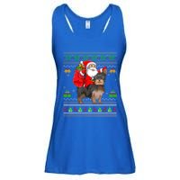 Funny Ugly Xmas Santa Riding Yorkshire Terrier Dog Christmas Gift Ladies Essential Flowy Tank