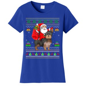 Funny Ugly Xmas Santa Riding Yorkshire Terrier Dog Christmas Gift Women's T-Shirt