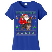 Funny Ugly Xmas Santa Riding Yorkshire Terrier Dog Christmas Gift Women's T-Shirt