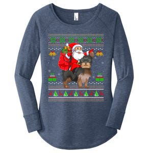 Funny Ugly Xmas Santa Riding Yorkshire Terrier Dog Christmas Gift Women's Perfect Tri Tunic Long Sleeve Shirt