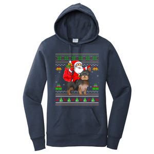 Funny Ugly Xmas Santa Riding Yorkshire Terrier Dog Christmas Gift Women's Pullover Hoodie