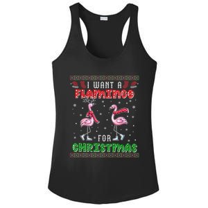 Flamingo Ugly Xmas Sweater I Want A Flamingo For Christmas Gift Ladies PosiCharge Competitor Racerback Tank