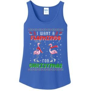 Flamingo Ugly Xmas Sweater I Want A Flamingo For Christmas Gift Ladies Essential Tank