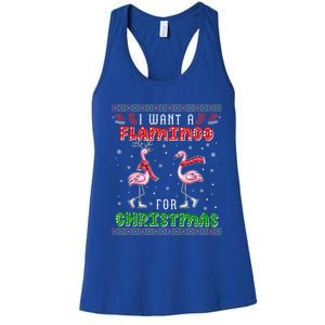 Flamingo Ugly Xmas Sweater I Want A Flamingo For Christmas Gift Women's Racerback Tank