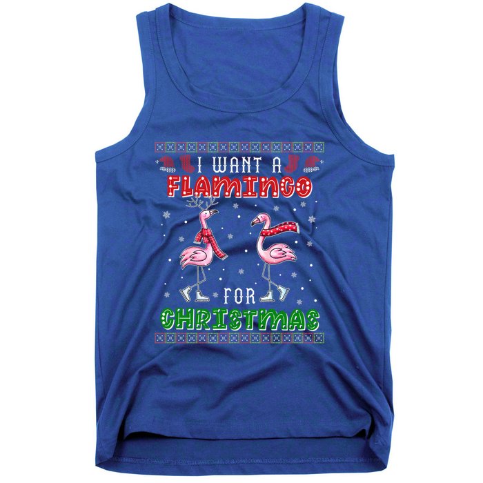 Flamingo Ugly Xmas Sweater I Want A Flamingo For Christmas Gift Tank Top