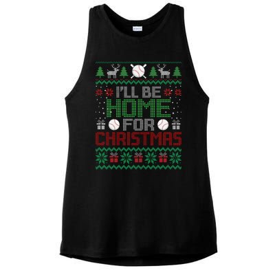 Funny Ugly Xmas ILl Be Home For Christmas Baseball Ladies PosiCharge Tri-Blend Wicking Tank