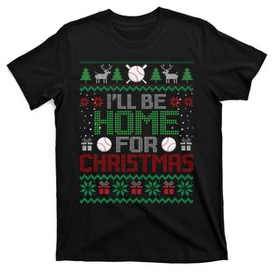 Funny Ugly Xmas ILl Be Home For Christmas Baseball T-Shirt