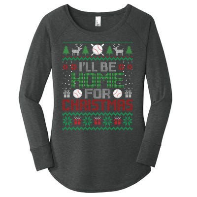 Funny Ugly Xmas ILl Be Home For Christmas Baseball Women's Perfect Tri Tunic Long Sleeve Shirt