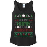 Funny Ugly Xmas ILl Be Home For Christmas Baseball Ladies Essential Tank