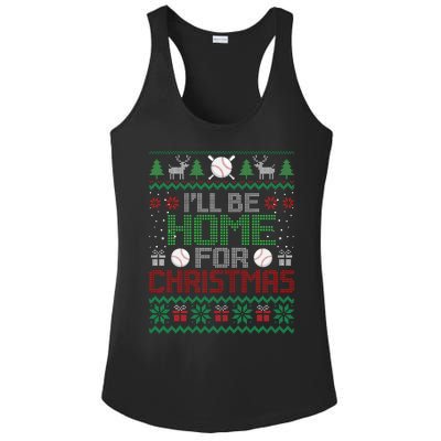 Funny Ugly Xmas ILl Be Home For Christmas Baseball Ladies PosiCharge Competitor Racerback Tank