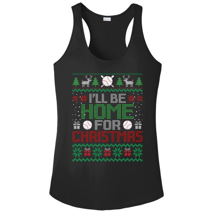 Funny Ugly Xmas ILl Be Home For Christmas Baseball Ladies PosiCharge Competitor Racerback Tank