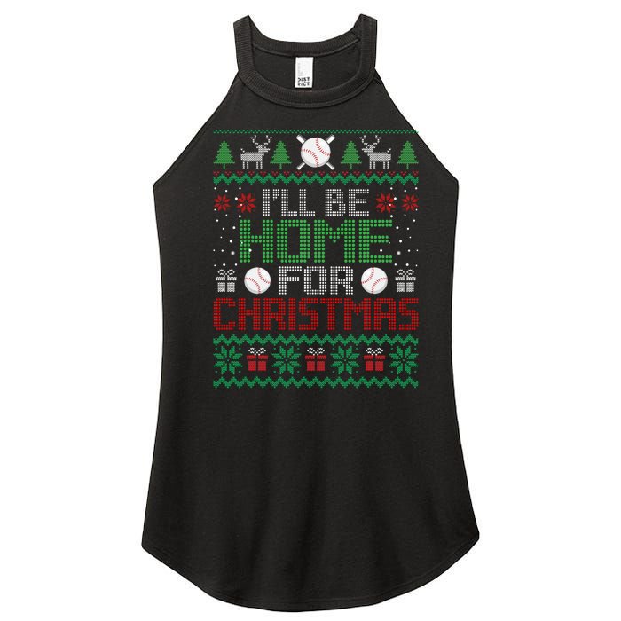 Funny Ugly Xmas ILl Be Home For Christmas Baseball Women's Perfect Tri Rocker Tank