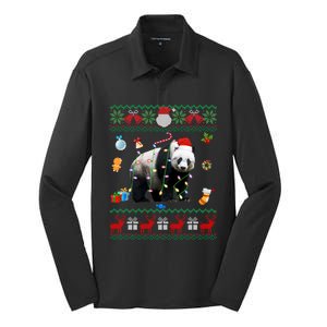 Funny Ugly Xmas Sweater Animals Lights Christmas Panda Bear Great Gift Silk Touch Performance Long Sleeve Polo