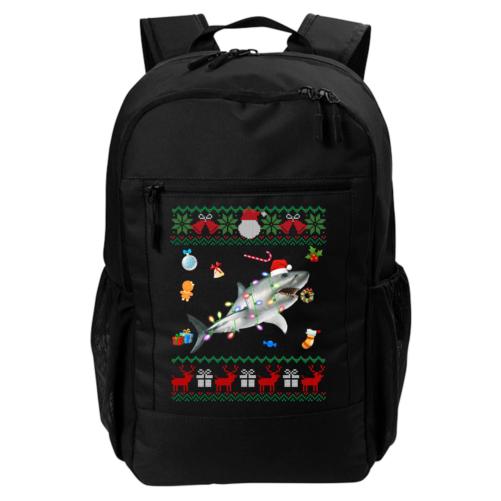 Funny Ugly Xmas Sweater Animals Lights Christmas Shark Meaningful Gift Backpack