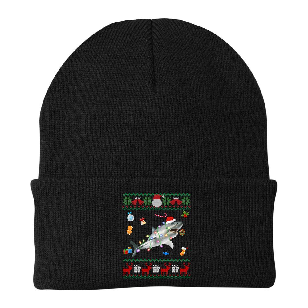 Funny Ugly Xmas Sweater Animals Lights Christmas Shark Meaningful Gift Beanie