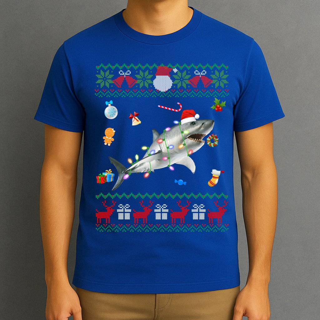Funny Ugly Xmas Sweater Animals Lights Christmas Shark Meaningful Gift T-Shirt