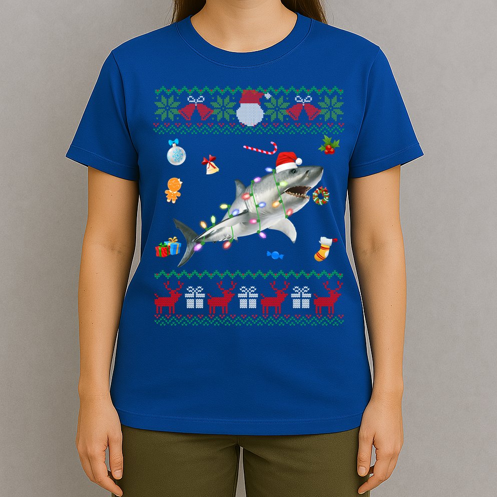 Funny Ugly Xmas Sweater Animals Lights Christmas Shark Meaningful Gift T-Shirt