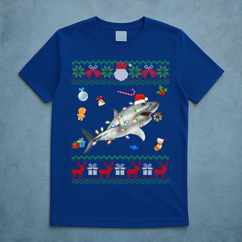 Funny Ugly Xmas Sweater Animals Lights Christmas Shark Meaningful Gift T-Shirt