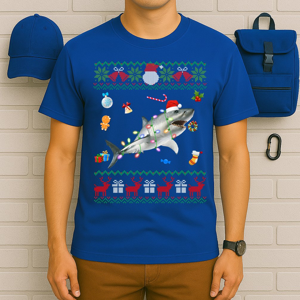 Funny Ugly Xmas Sweater Animals Lights Christmas Shark Meaningful Gift T-Shirt