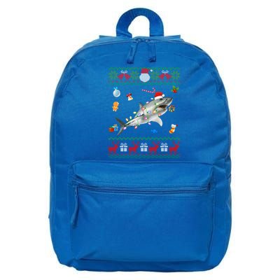 Funny Ugly Xmas Sweater Animals Lights Christmas Shark Meaningful Gift 16 in Basic Backpack