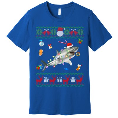 Funny Ugly Xmas Sweater Animals Lights Christmas Shark Meaningful Gift Premium T-Shirt