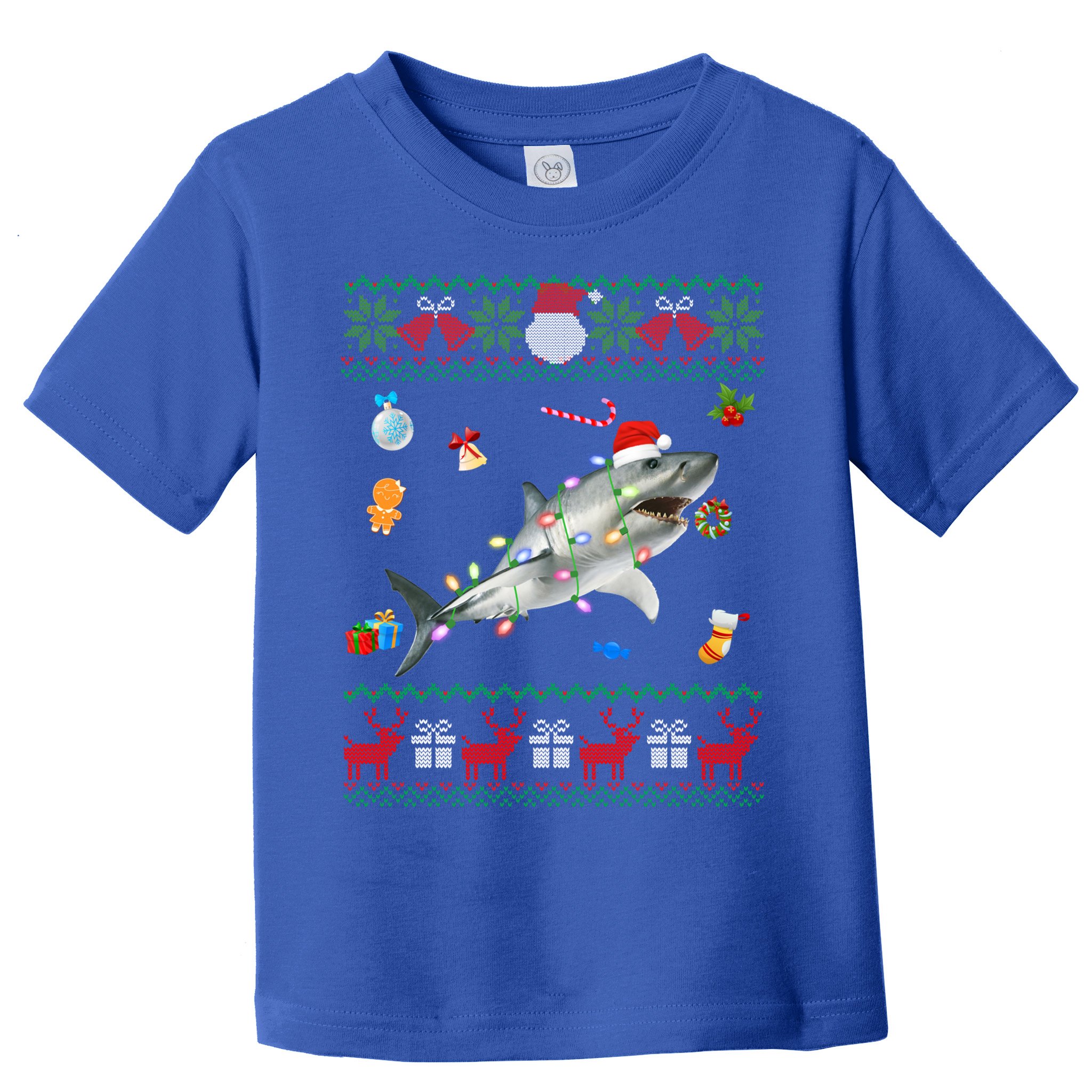 Funny Ugly Xmas Sweater Animals Lights Christmas Shark Meaningful Gift Toddler T-Shirt
