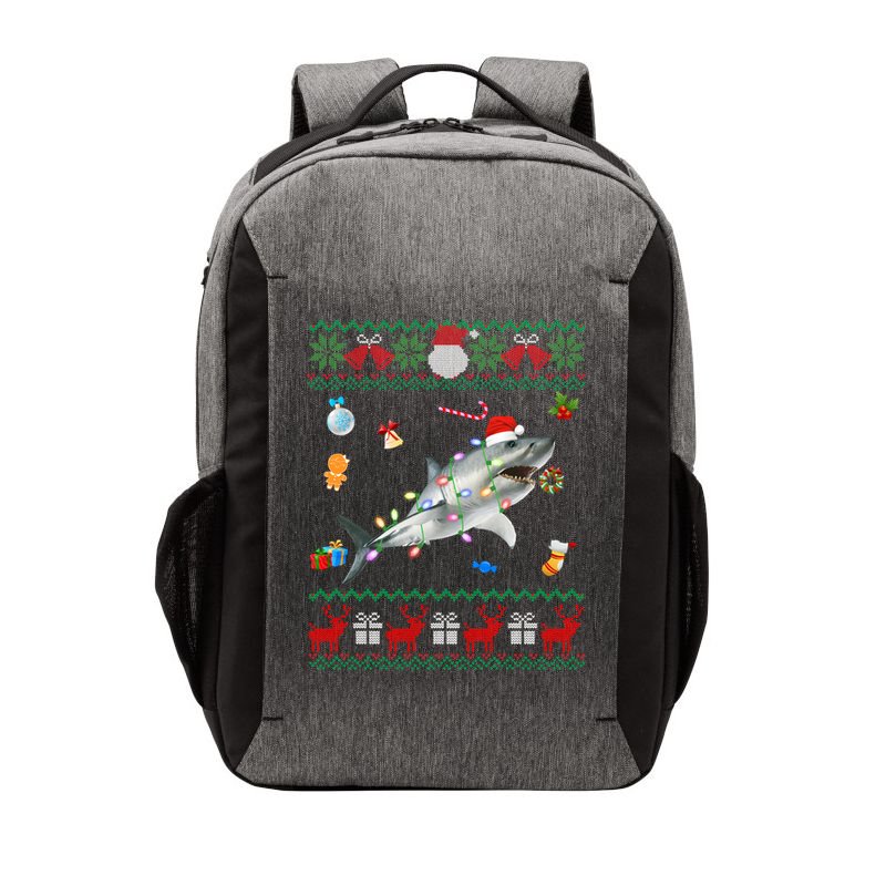 Funny Ugly Xmas Sweater Animals Lights Christmas Shark Meaningful Gift Vector Backpack