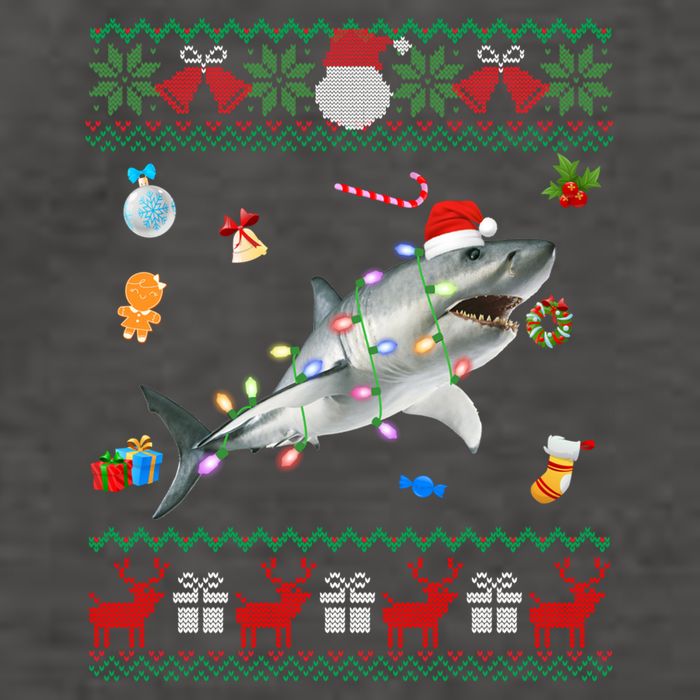Funny Ugly Xmas Sweater Animals Lights Christmas Shark Meaningful Gift Vector Backpack